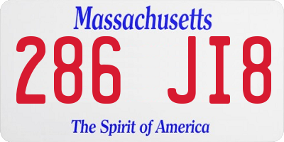 MA license plate 286JI8
