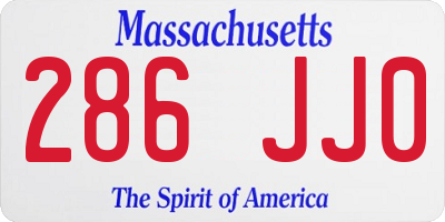 MA license plate 286JJ0