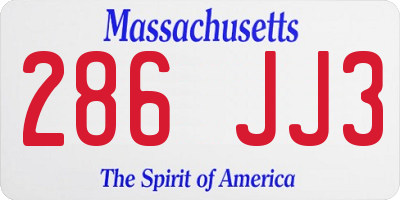 MA license plate 286JJ3