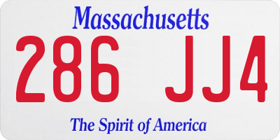 MA license plate 286JJ4