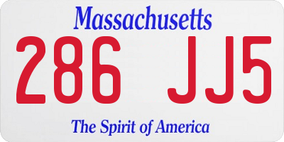 MA license plate 286JJ5