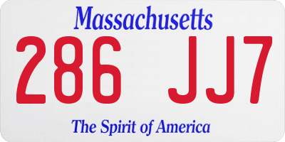 MA license plate 286JJ7
