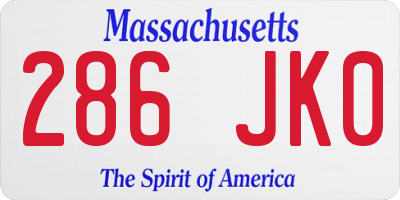 MA license plate 286JK0