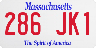 MA license plate 286JK1