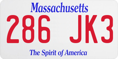 MA license plate 286JK3