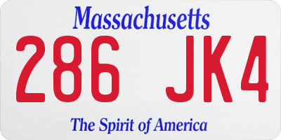 MA license plate 286JK4