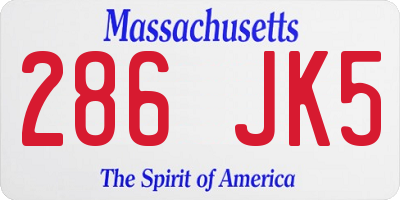 MA license plate 286JK5