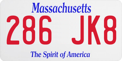 MA license plate 286JK8