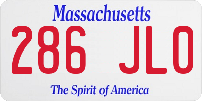 MA license plate 286JL0