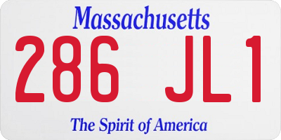 MA license plate 286JL1