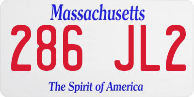 MA license plate 286JL2
