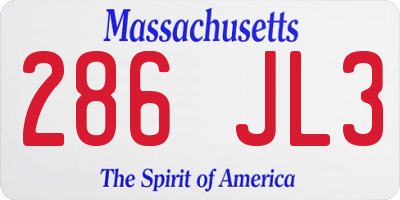 MA license plate 286JL3