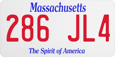 MA license plate 286JL4