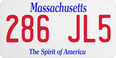 MA license plate 286JL5