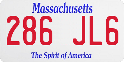 MA license plate 286JL6