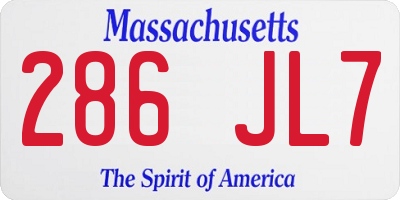 MA license plate 286JL7
