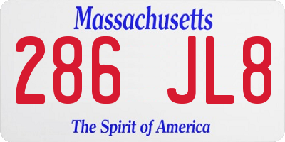 MA license plate 286JL8