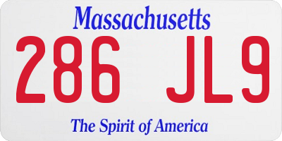 MA license plate 286JL9