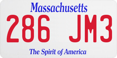MA license plate 286JM3