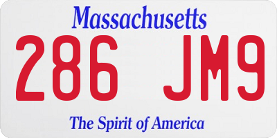 MA license plate 286JM9
