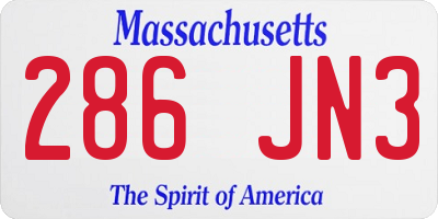 MA license plate 286JN3