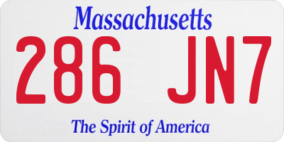 MA license plate 286JN7