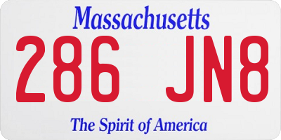 MA license plate 286JN8