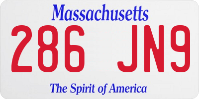 MA license plate 286JN9