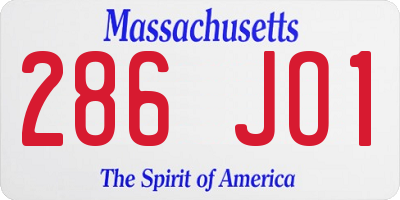 MA license plate 286JO1