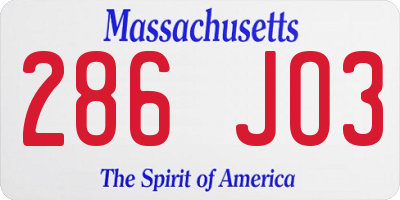 MA license plate 286JO3