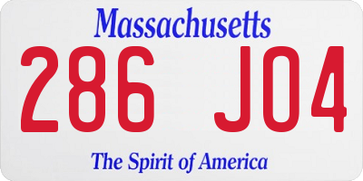 MA license plate 286JO4