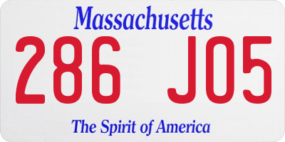 MA license plate 286JO5
