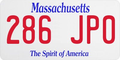 MA license plate 286JP0