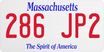 MA license plate 286JP2