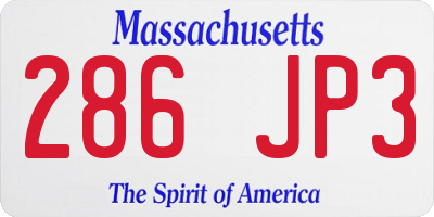 MA license plate 286JP3