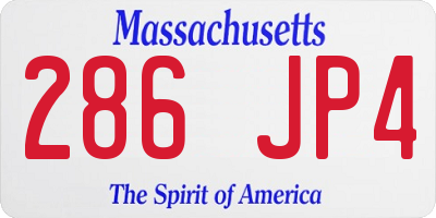 MA license plate 286JP4