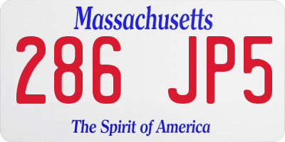 MA license plate 286JP5