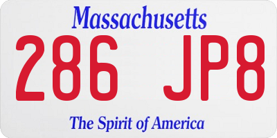 MA license plate 286JP8