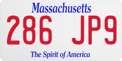 MA license plate 286JP9