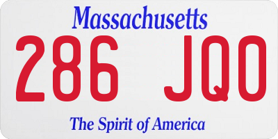 MA license plate 286JQ0