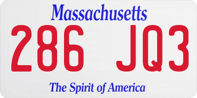 MA license plate 286JQ3