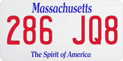 MA license plate 286JQ8