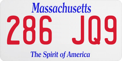 MA license plate 286JQ9