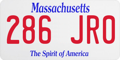 MA license plate 286JR0