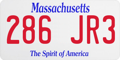 MA license plate 286JR3
