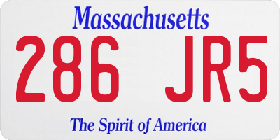 MA license plate 286JR5