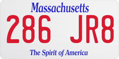 MA license plate 286JR8