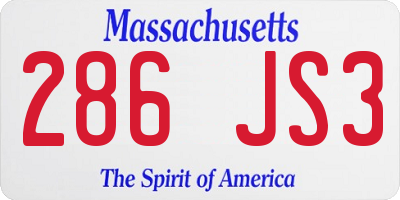 MA license plate 286JS3