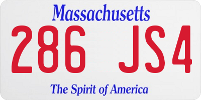 MA license plate 286JS4