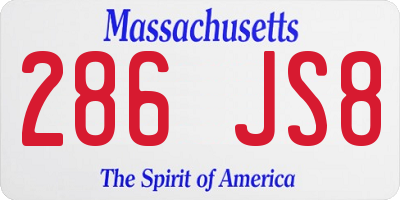 MA license plate 286JS8